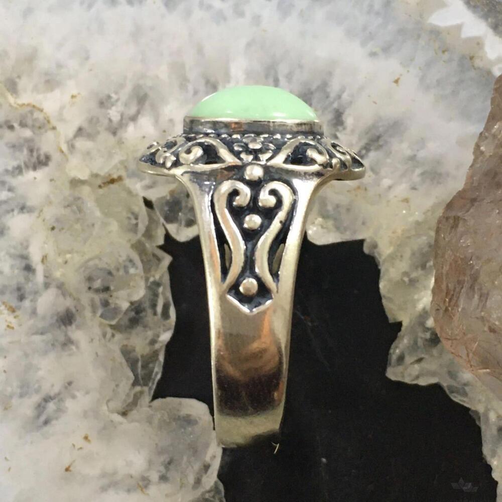 Carolyn Pollack Sterling Silver Oval Variscite Decorated Floral Ring For Women - Picture 6 of 10